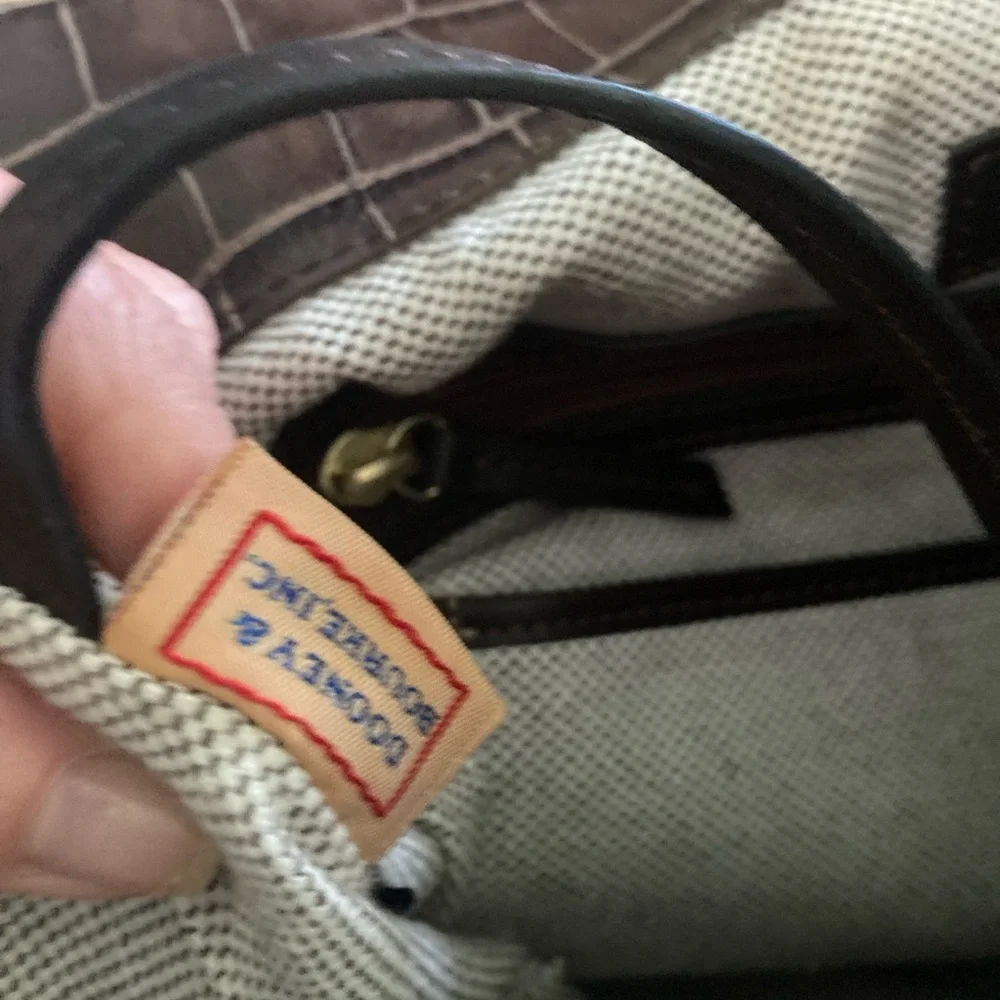 Dooney & Bourke Brown Croco Embossed Leather Logo Lock Hobo Bag Retail $339
